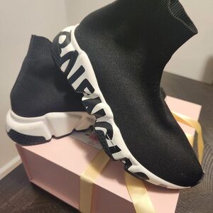 Balenciaga Kids Black and White Sock Sneakers